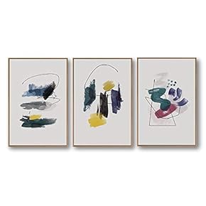 3 Piece Framed Canvas Home Artwork Decoration Abstract Color Block Canvas Wall Art for Living Room, Bedroom - 16"x24"x3 Panels