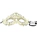 Signstek Glossy Metal Filigree Phantom Half Eye Mask for Venetian Masquerade (Gold/Clear Stones)