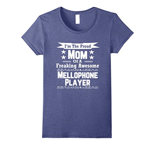 Womens Proud Mom Awesome Mellophone Player Marching Band Shirt Large Heather Blue