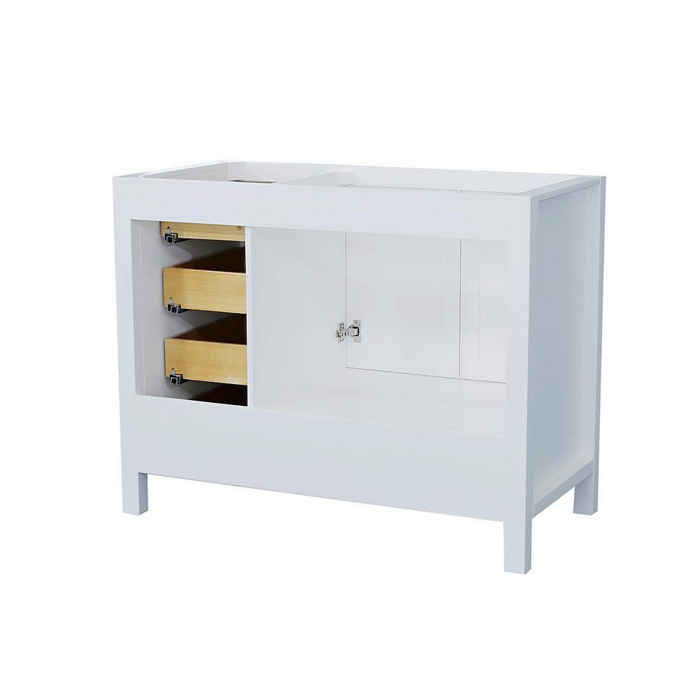 DKB Beckford Series 42" Inch Bathroom Base Cabinet in White | Single Sink Left Offset ...