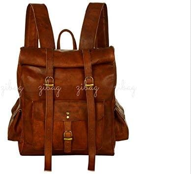 Zibag Genuine Leather Retro Rucksack Backpack College Bag School Bag Adventure Bag for Men & Women - Brown