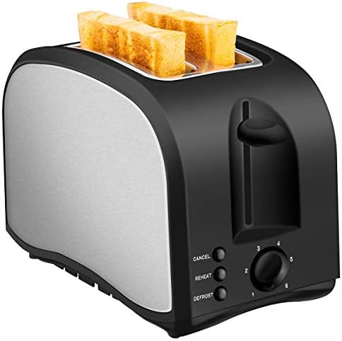 2 Slice Toaster, Chitomax Toasters with 2 Extra-Wide Slots, 2 Slot Toasters, Top Rated Best Prime, Stainless Steel with Pop Up Reheat Defrost Functions, 6-Shade Control, Removable Crumb Tray
