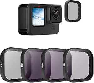TELESIN 4-Pack Lens Filter CPL ND8 ND16 ND32 Compatible for GoPro Hero 10/9 Black, Neutral Density and Polarizing Lens Filter Kit Lens Protector for Go Pro 10/9 Accessories