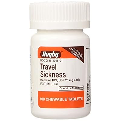 Meclizine Chewable Tablets - 25mg - Model 85207 - 3 Bottles of 100 by Rugby