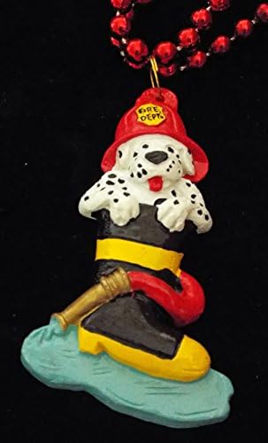 Fireman Dalmation Dog Mardi Gras Bead Necklace Fire Man Hydrant Boots Hose