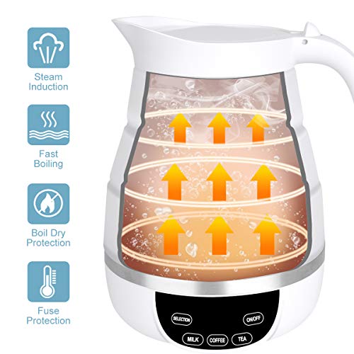 Foldable Travel Electric Kettle, Collapsible Electric Kettle, Dual Voltage Auto Shift ,Temper Control Portable Travel Kettle, Small Electric Kettle Food Grade Silicone, Boil Dry Protection - Thumbnail 2