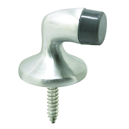Prime-Line J 5042 Floor Mount Door Stop, Solid Brass With Satin Chrome Finish, Pack of 1