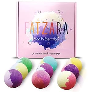 FATZARA Bath Bombs– 9Pcs All-Natural Super-Sized Bath Bomb Set for Women – Organic Essential Oils – 9 Delicious…