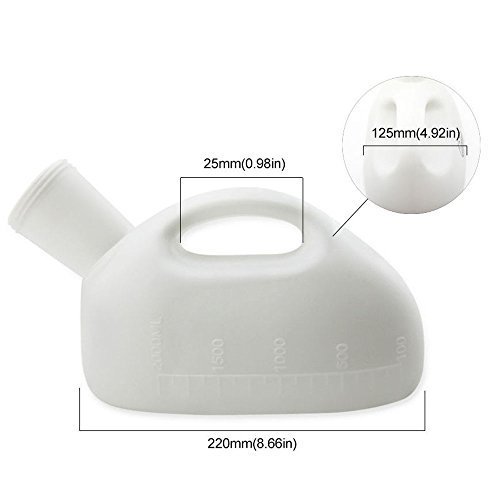 2000ML White Portable Unisex Pee Bottle Travel Urination Device with with Female Adapter and 1.3M Hose Bed Bedding Plastic Urinal Bottle Toilet - Thumbnail 3
