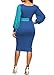 KISSMODA Womens Sexy Deep V Neck Faux Wrap Midi Bodycon Dress Long Sleeve Colorblock Pencil Dresses With Tie-Belt