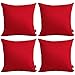 Thmyo 4-Pack 100% Cotton Comfortable Solid Decorative Throw Pillow Cases Square Cushion Cover Pillowcases Sublimation Blank Christmas DIY Throw Pillow Covers for Sofa Bed Car(18x18 inch/ 45x45cm,Red)
