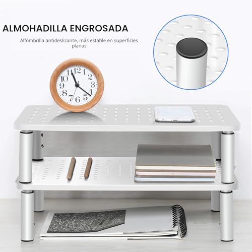 suptek Height Adjustable Monitor Stand, Riser Monitor for PC, Laptop, Printer up to 20 kg, Metal with Ventilation Platform, Computer Display Stand