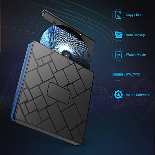 Optical Drive Portable CD DVD Ultra-Thin USB 3.0 External Mobile Optical Drive Notebook DVD RW DVD CD for MacBook Laptop Type C Port CD Driver