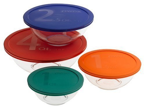 Pyrex Smart Essentials 8-Piece Mixing Bowl Set With Free Bakers Secret Spatula (Bundle) by World Kitchen