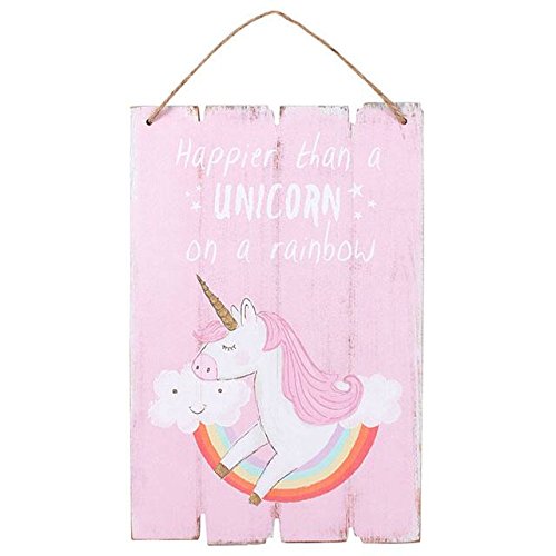 Hunky Dory Happier Than A Unicorn On A Rainbow Magical Bedroom Plaque Sign