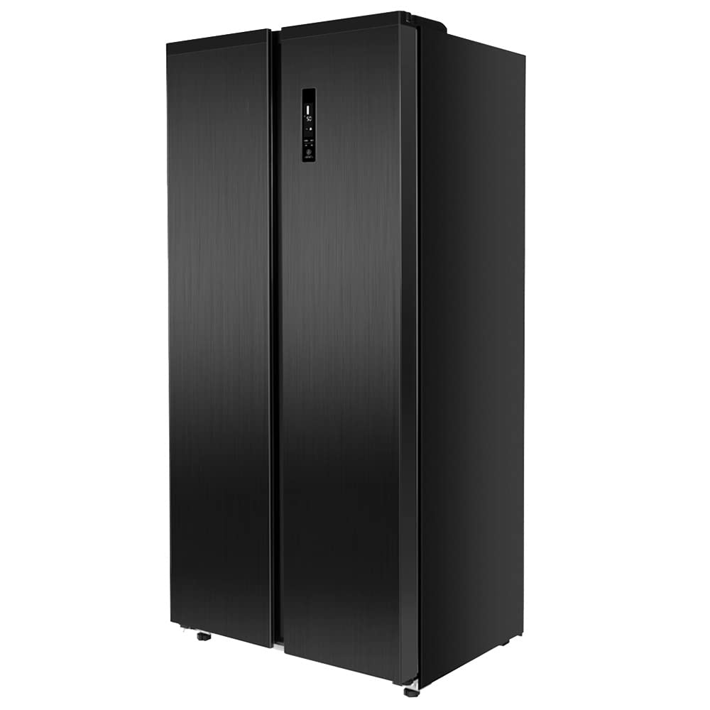 MAXZEN 冷蔵庫 430L 大容量 自動霜取り観音開き 2ドア 幅84cm 二人暮らし以上 冷凍室左側 温度調節 ドア閉め忘れアラーム 奥行薄型 コンパクト 黒 ガンメタリック JR430ML01 マクスゼン商品画像