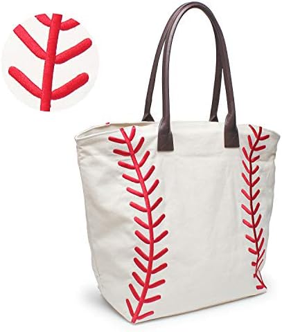 YIQIGO Baseball Bag Handbag for Woman Shopping Bag Travel Bag Canvas Casual Bag with Polyester Linning Sports Bag 1 YIQIGO Baseball Bag Handbag for Woman Shopping Bag Travel Bag Canvas Casual Bag with Polyester Linning Sports Bag