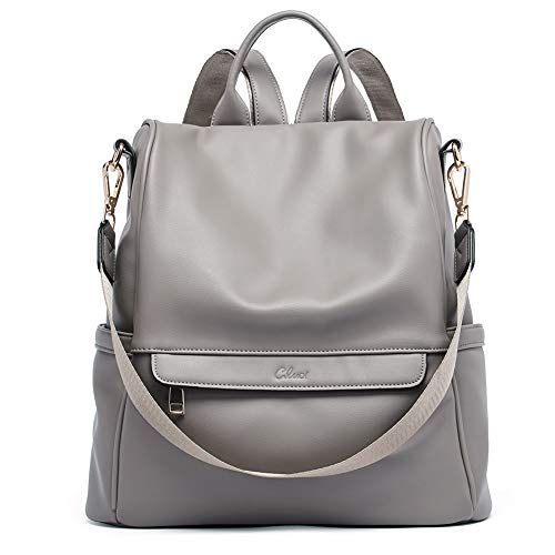 Women Backpack Purse Fashion Leather Large Travel Bag Ladies Shoulder Bags grey