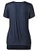 DJT Women's Short Sleeve Pleated Front Blouse Tunic Top Large Navy