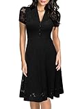 Miusol Women's 1950S Style V Neck Cap Sleeve Flare Lace Cocktail Party Dress