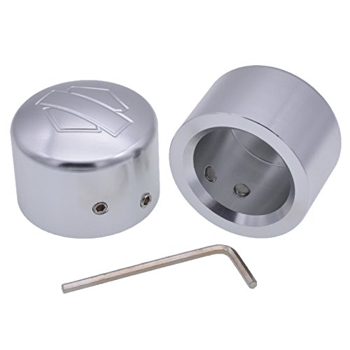 TUINCYN Chrome Motorcycle Front Axle Cover Cap Nut Motor Bike Aluminum Decoration Universal for Harley Harley XL883 XL1200 X48 Softail Dyna V-Rod Touring Trike (1 pair) - Thumbnail 4