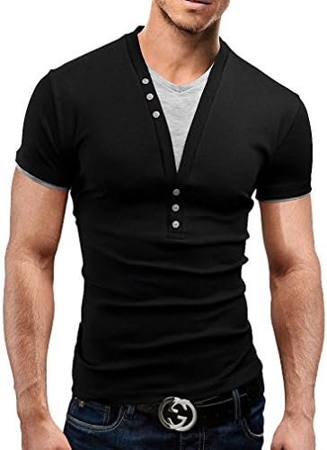 GHSYslow Men's Bape Short Sleeve Fitness Casual Tops Button Design Mens Clothing
