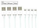 4pcs Pack - USB Data and Charging Short Cable (5 inches long) Compatible with Apple iPhone 5, 5S, 6, 6S, 6 Plus, 6S Plus, 7, 7 Plus, iPad Air, iPad Mini and iPod Touch (White)