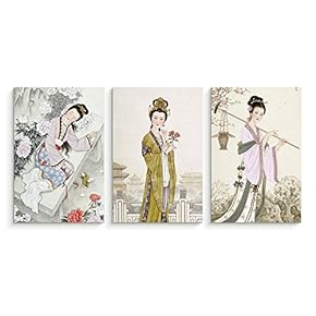 3 Panel Canvas Wall Art Dream of The Red Chamber Pictures Home Wall Decorations for Bedroom Living Room Paintings Canvas Prints Framed - 16"x24" x 3 Panels