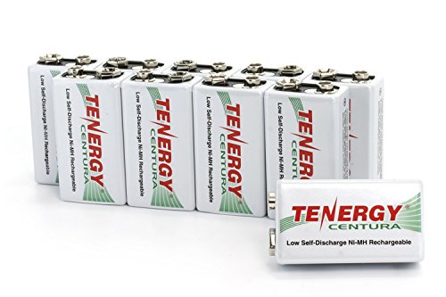 10 Pieces of Tenergy Centura 9V 200mAh Low Self-Discharge NiMH Rechargeable Batteries