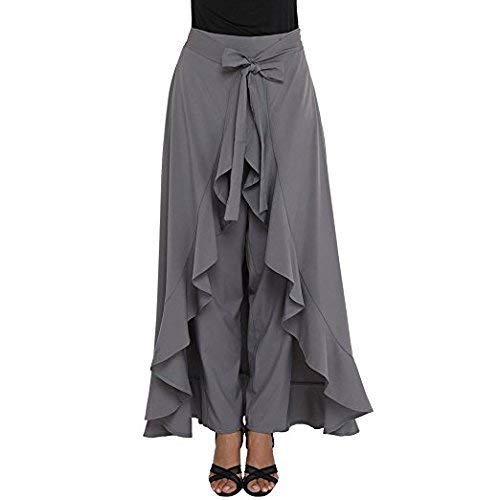 maruti fashion women's crepe palazzo with maxi-skirt overlay (grey plazo free size)