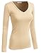 Emmalise Women's Casual Basic V-Neck Tshirt Long Sleeves Tee Top - Junior and Plus Sizes