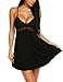 Ababoon Womens Sleepwear Lace Lingerie Chemises V Neck Full Slip Babydoll Nightgowns Sexy Sleep Dress Black