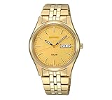 Seiko Men's Goldtone Dial Solar Calendar Watch
