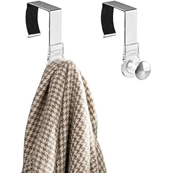 mDesign Modern Metal and Plastic Office Over The Cubicle Storage Organizer Hooks - Wall Panel Hangers for Hanging Accessories, Coats, Hats, Purses, Bags, Keychain - 2 Pack - Clear/Brushed