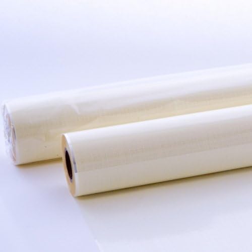 100m x 80cm Hessian Design Print - Ivory Cream on Clear Cellophane Film Wrap Roll - 100 Metres - BUMPER WHOLESALE ROLL