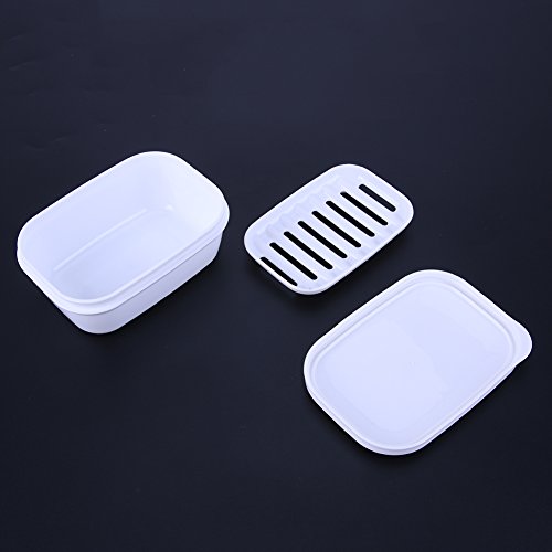 RedSonics(TM) Portable Soap Dish Double Draining Soap Holder with Lid Seal Elegant Leak-proof Soap Dish Case Plastic Bathroom Products