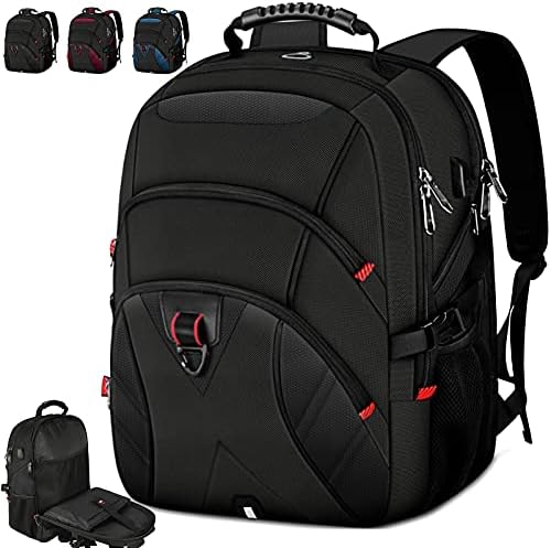 Laptop Backpack 17 Inch Extra Large Travel Backpack for Men Waterproof School College Backpack with USB Charging Port Business Computer Gaming Backpack for Men Women Black 1 Laptop Backpack 17 Inch Extra Large Travel Backpack for Men Waterproof School College Backpack with USB Charging Port Business Computer Gaming Backpack for Men Women Black