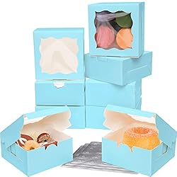 Light Blue Bakery Boxes with Window 4x4x2.5 inches