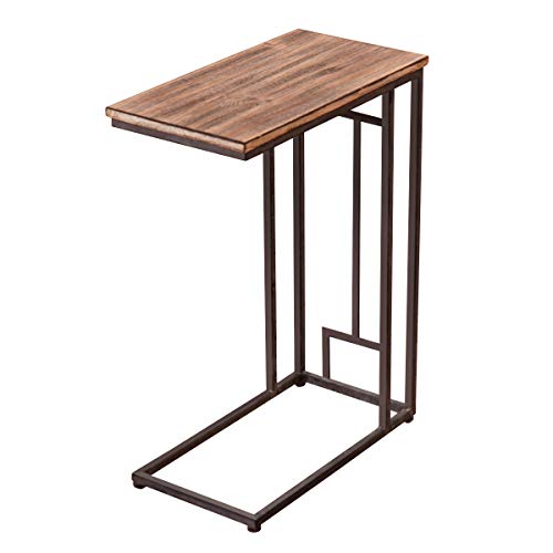 Tangkula Sofa Side Table, Solid Wood Living Room Bedroom Sofa Side