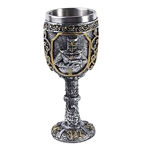 VOANZO Copa de vino medieval con diseño de caballero vikingo real, copa de rey gótico, de metal, para fiestas temáticas, decoración de bodas