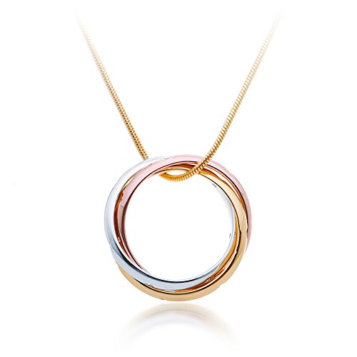Myjs trinity 3 gold plated interlocking necklace with c…