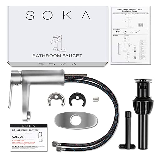 SOKA Bathroom Sink Faucet, Straight Head, Brushed Nickel Pricepulse
