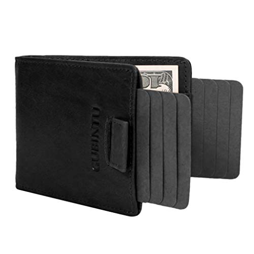 New Wallet in 2020, Men's RFID Slim Wallet with Double Pull-Out Leather Antimagnetic RFID Wallet (Bl - //coolthings.us