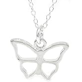 Sterling Silver Small Butterfly Charm Necklace,18"