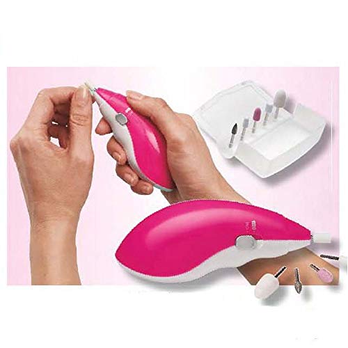 Mini Electric Nail Grinder // 5 in 1 Nail Polisher // Professional Manicure Pedicure Drill Nail Art Tools // Perfect Solutions Battery Operated Manicure Kit