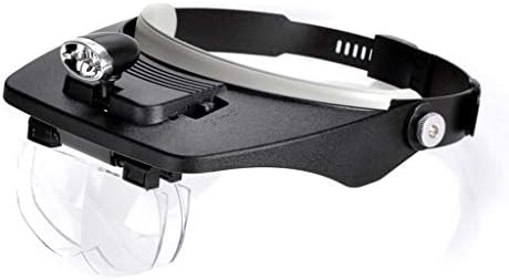 HiiGlife 5 Times Magnifier Head-Mounted Eyeglasses with LED Light Read Service Microscope Portable Reading Mirror Enlarged Mirror