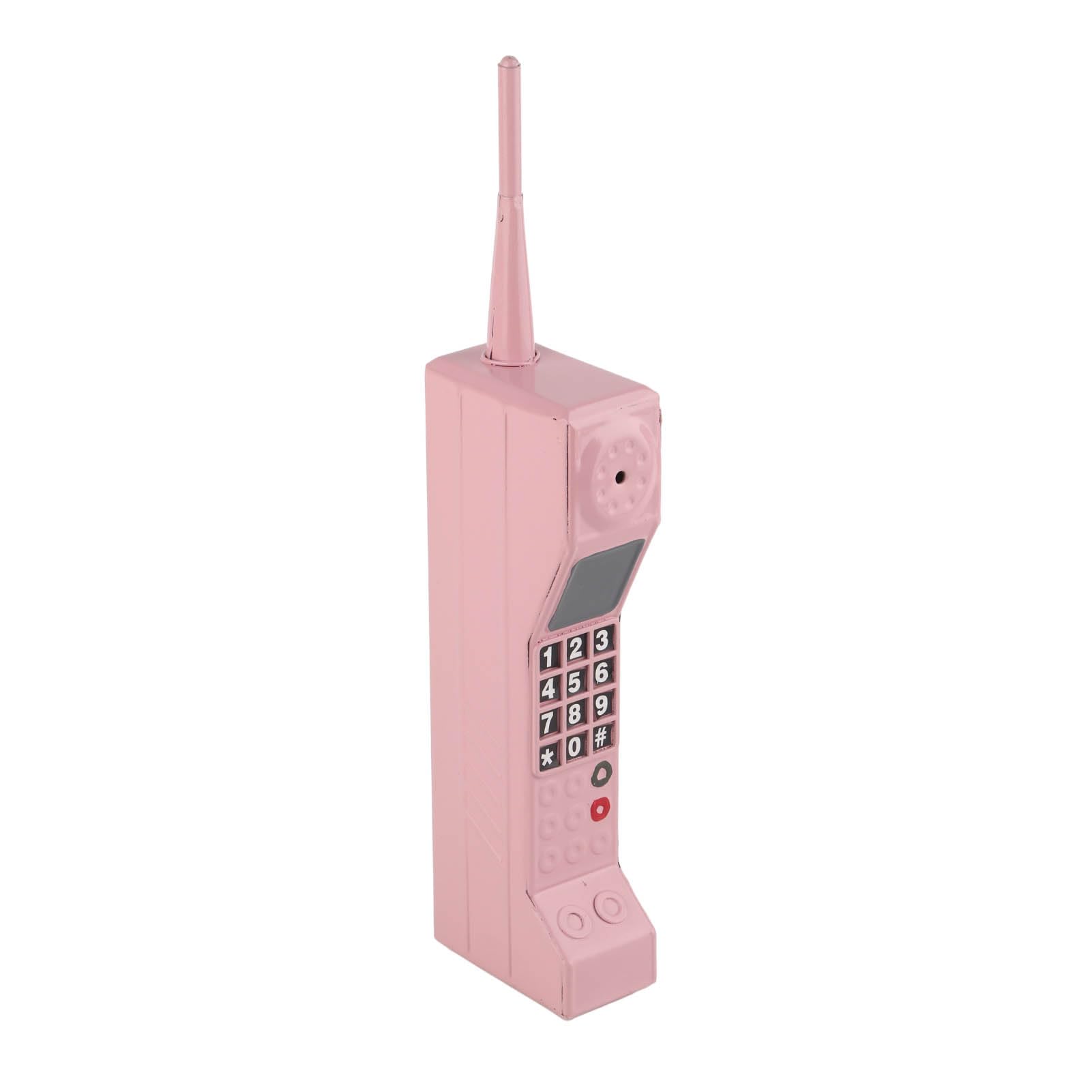 Fockety Retro Mobile Phone, 80'S 90'S Old Fashioned Portable Brick Cell Phone Ornament, Simulation Photographic Props Vintage Cellular Phone Model for Party Decorations Home Stage (Pink)