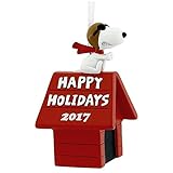 Hallmark Peanuts Snoopy Flying Ace on Doghouse Happy Holidays 2017 Christmas Tree Ornament Dated