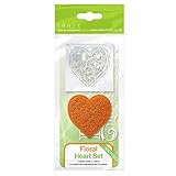Tonic Studios 1045e Rococo Die & Stamp Set - Floral Heart, Grey