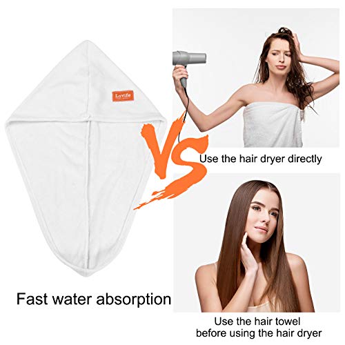 Lovife 2 Pack Microfiber Hair Towel Wrap 11inch X 26 inch Quick Drying